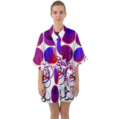 Illusion Optical Illusion Pattern Half Sleeve Satin Kimono  by Pakjumat