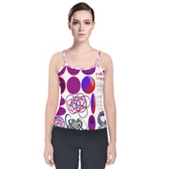 Illusion Optical Illusion Pattern Velvet Spaghetti Strap Top by Pakjumat