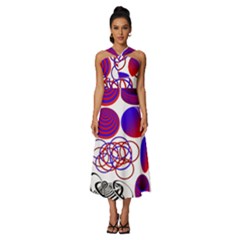 Illusion Optical Illusion Pattern Sleeveless Cross Front Cocktail Midi Chiffon Dress by Pakjumat