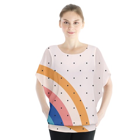 Retro Abstract Geometric Batwing Chiffon Blouse by Modalart