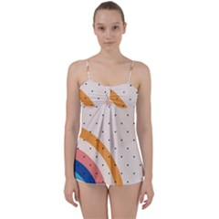 Retro Abstract Geometric Babydoll Tankini Top by Modalart