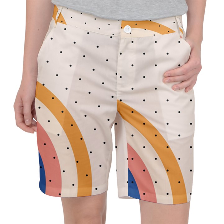 Retro Abstract Geometric Women s Pocket Shorts