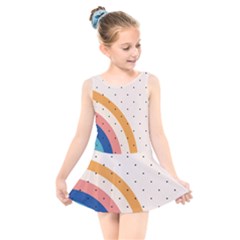 Retro Abstract Geometric Kids  Skater Dress Swimsuit by Modalart