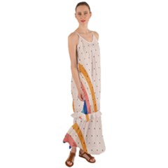 Retro Abstract Geometric Cami Maxi Ruffle Chiffon Dress by Modalart