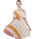 Retro Abstract Geometric Cut Out Shoulders Chiffon Dress View1