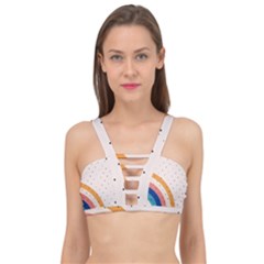 Retro Abstract Geometric Cage Up Bikini Top by Modalart