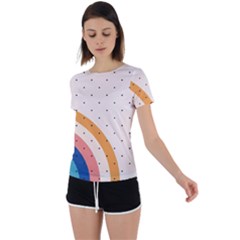 Retro Abstract Geometric Back Circle Cutout Sports T-shirt by Modalart