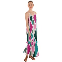 Pattern Geometric Decor Backdrop Cami Maxi Ruffle Chiffon Dress by Modalart