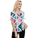 Pattern Geometric Decor Backdrop Bow Sleeve Button Up Top View3