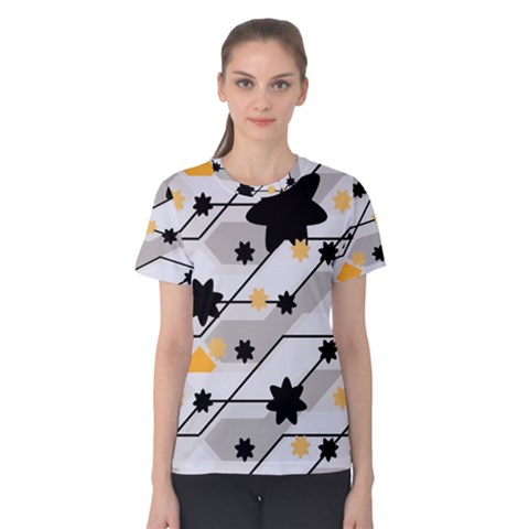 Flower Shape Abstract Pattern Women s Cotton T-shirt by Modalart