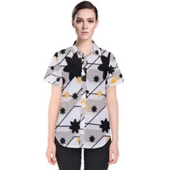 Flower Shape Abstract Pattern Women s Short Sleeve Shirt