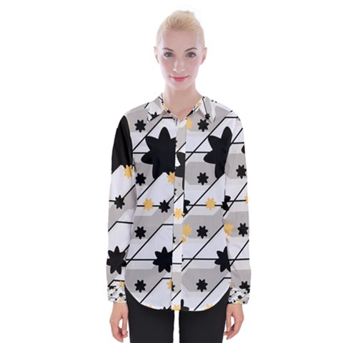 Flower Shape Abstract Pattern Womens Long Sleeve Shirt by Modalart