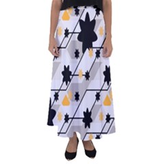 Flower Shape Abstract Pattern Flared Maxi Skirt by Modalart