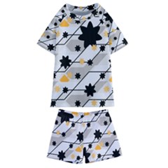 Flower Shape Abstract Pattern Kids  Swim T-shirt And Shorts Set by Modalart