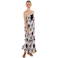 Flower Shape Abstract Pattern Cami Maxi Ruffle Chiffon Dress by Modalart