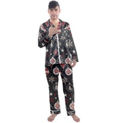 Christmas Decoration Winter Xmas Men s Long Sleeve Satin Pajamas Set by Modalart