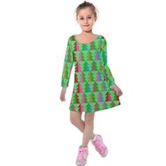 Christmas Background Paper Kids  Long Sleeve Velvet Dress by Modalart