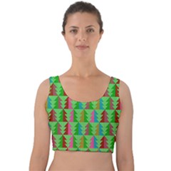 Christmas Background Paper Velvet Crop Top by Modalart