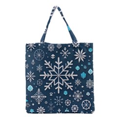 Snowflakes Pattern Grocery Tote Bag by Modalart