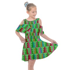 Christmas Background Paper Kids  Shoulder Cutout Chiffon Dress by Modalart