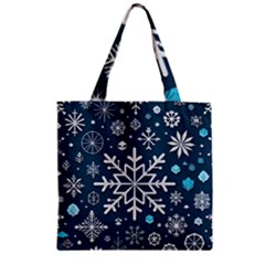 Snowflakes Pattern Zipper Grocery Tote Bag by Modalart