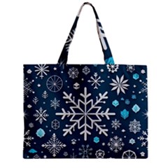 Snowflakes Pattern Zipper Mini Tote Bag by Modalart