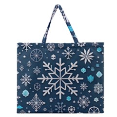 Snowflakes Pattern Zipper Large Tote Bag by Modalart