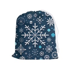 Snowflakes Pattern Drawstring Pouch (xl) by Modalart