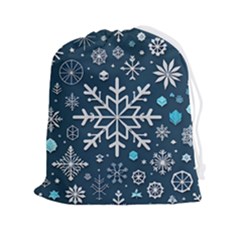 Snowflakes Pattern Drawstring Pouch (2xl) by Modalart