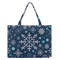 Snowflakes Pattern Zipper Medium Tote Bag by Modalart