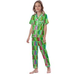 Christmas Background Paper Kids  Satin Short Sleeve Pajamas Set by Modalart