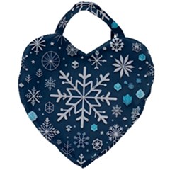 Snowflakes Pattern Giant Heart Shaped Tote by Modalart