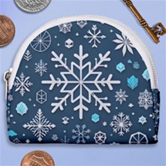 Snowflakes Pattern Horseshoe Style Canvas Pouch by Modalart