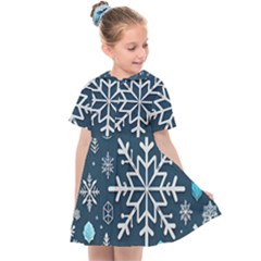 Snowflakes Pattern Kids  Sailor Dress by Modalart