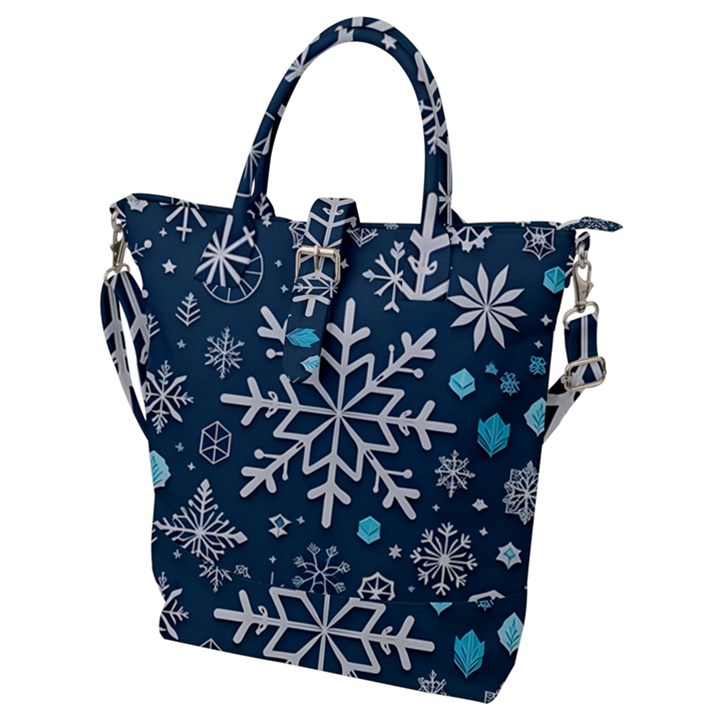 Snowflakes Pattern Buckle Top Tote Bag