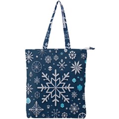 Snowflakes Pattern Double Zip Up Tote Bag by Modalart