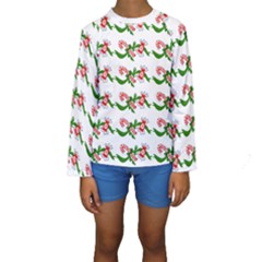 Sweet Christmas Candy Cane Kids  Long Sleeve Swimwear by Modalart