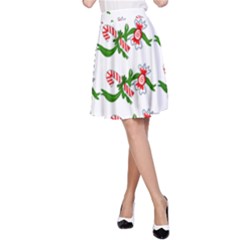 Sweet Christmas Candy Cane A-line Skirt by Modalart