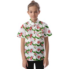 Sweet Christmas Candy Cane Kids  Short Sleeve Shirt by Modalart