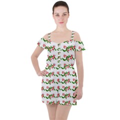 Sweet Christmas Candy Cane Ruffle Cut Out Chiffon Playsuit by Modalart