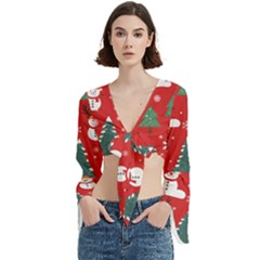 Christmas Decoration Trumpet Sleeve Cropped Top