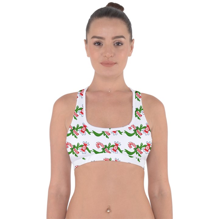 Sweet Christmas Candy Cane Cross Back Hipster Bikini Top 