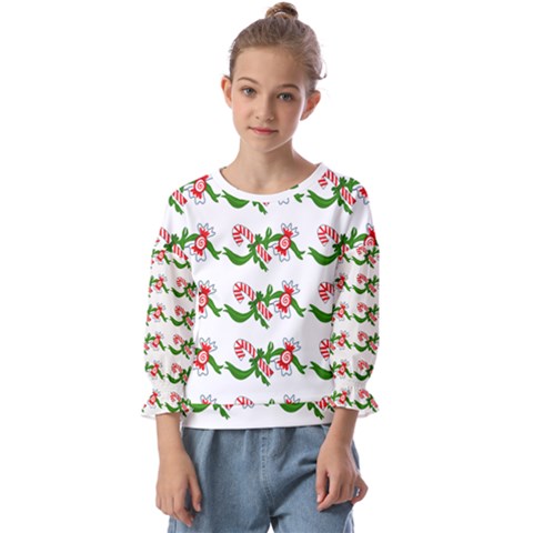 Sweet Christmas Candy Cane Kids  Cuff Sleeve Top by Modalart