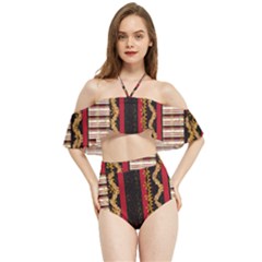 Textile Pattern Abstract Fabric Halter Flowy Bikini Set  by Modalart