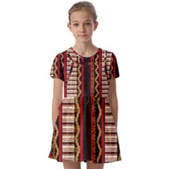 Textile Pattern Abstract Fabric Kids  Short Sleeve Pinafore Style Dress by Modalart