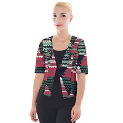 Christmas Trees Cropped Button Cardigan by Modalart