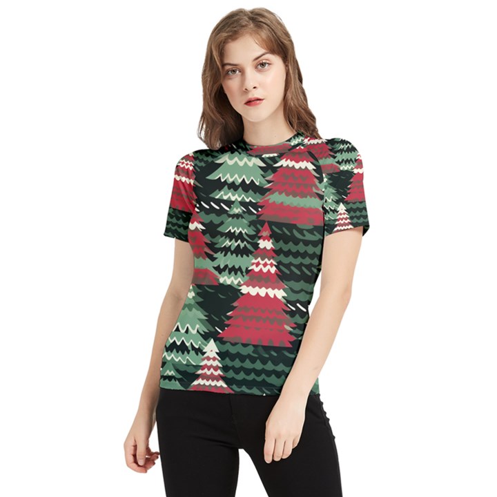 Christmas Trees Women s Short Sleeve Rash Guard