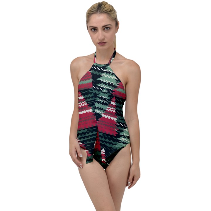 Christmas Trees Go with the Flow One Piece Swimsuit