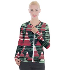 Christmas Trees Casual Zip Up Jacket by Modalart