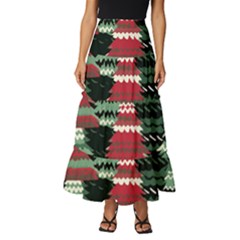 Christmas Trees Tiered Ruffle Maxi Skirt by Modalart